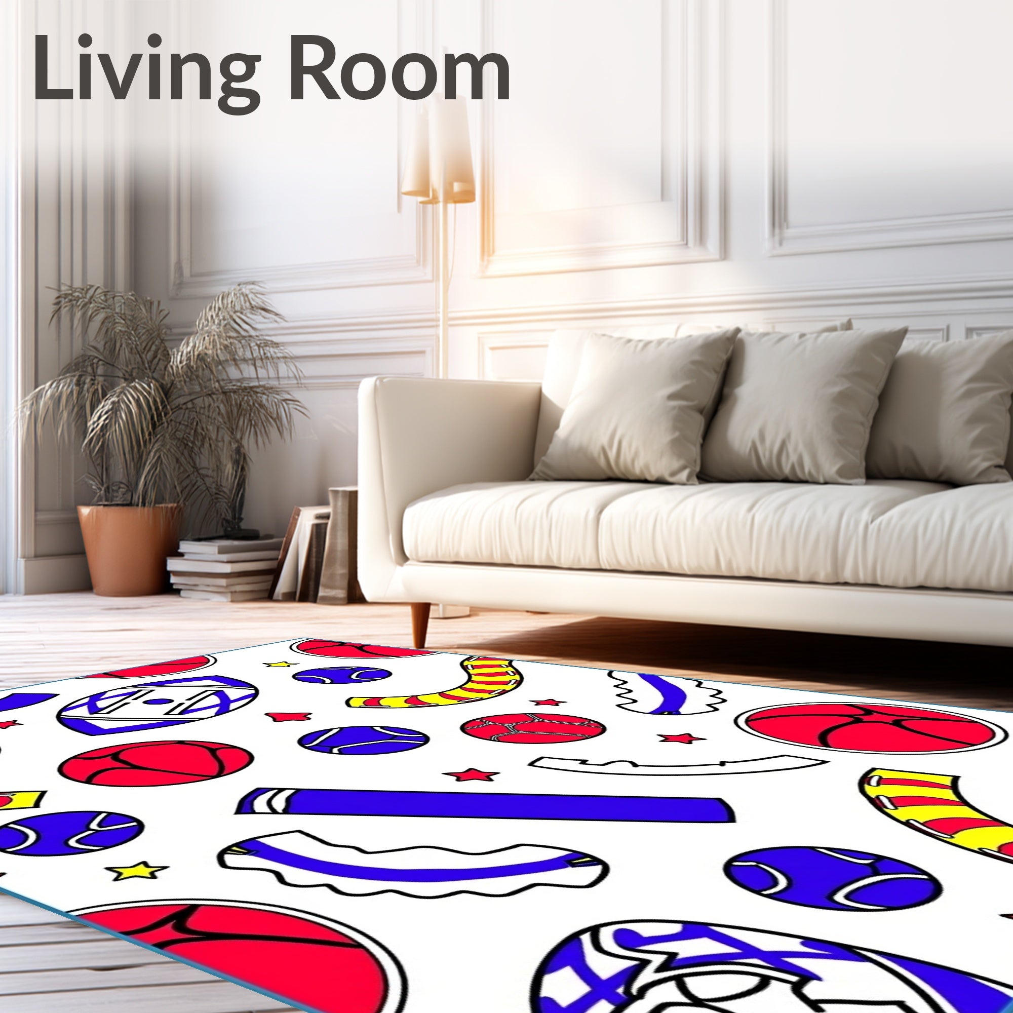 Retro Pop Art Sports Balls Rug
