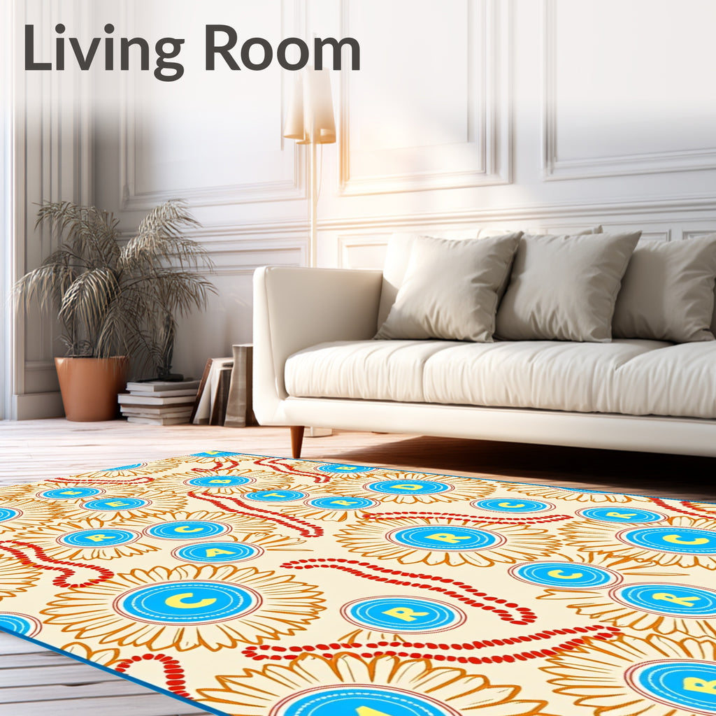 Beaded Rosette Letter Accents Rug