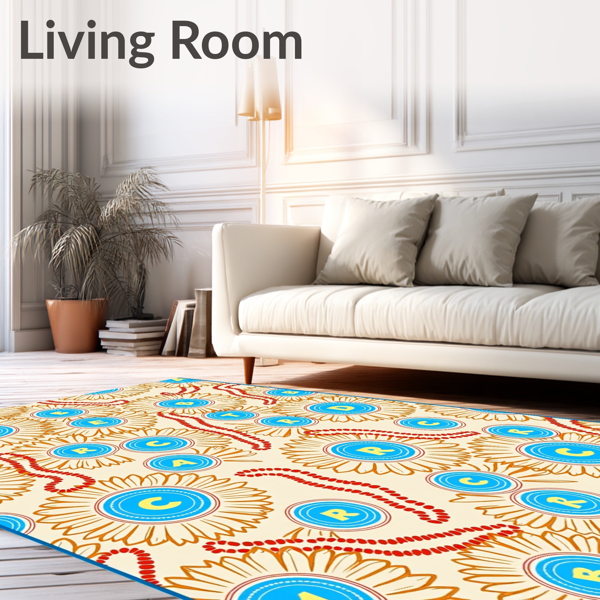 Beaded Rosette Letter Accents Rug