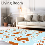 Playful Brown Cartoon Dog Paw Print Rug