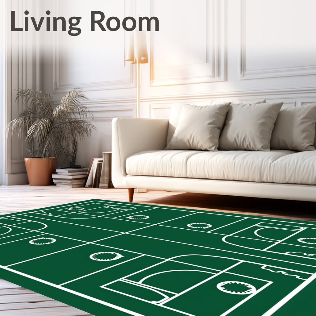 Emerald Green Abstract Labyrinth Layout Rug