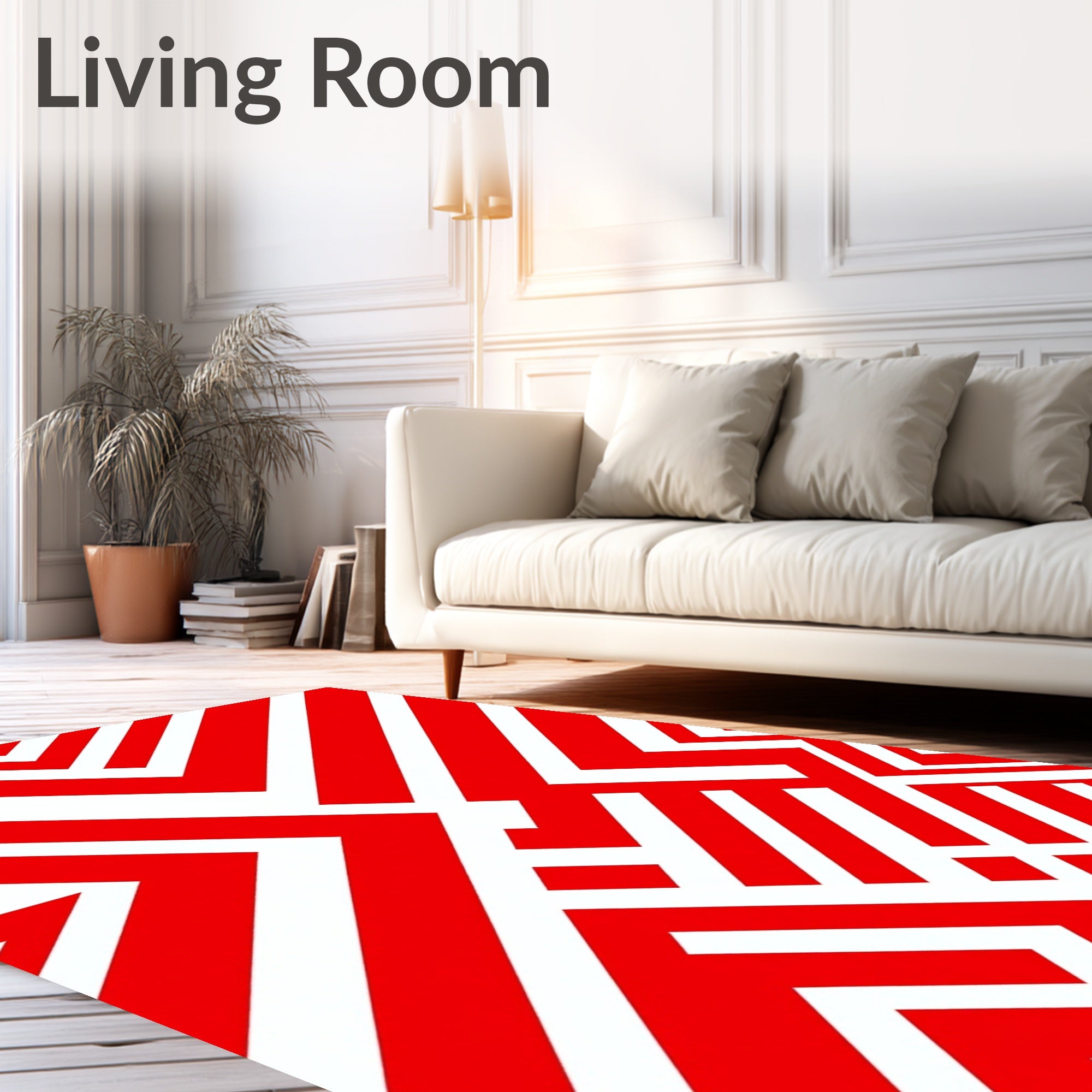 Bold Red Geometric Interlocking Lines Rug