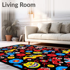 Whimsical Cartoon Vehicle Collage Rug