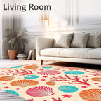 Coastal Coral Shell Star Medallion Rug