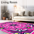 Vibrant Pink Sunburst Floral Rug