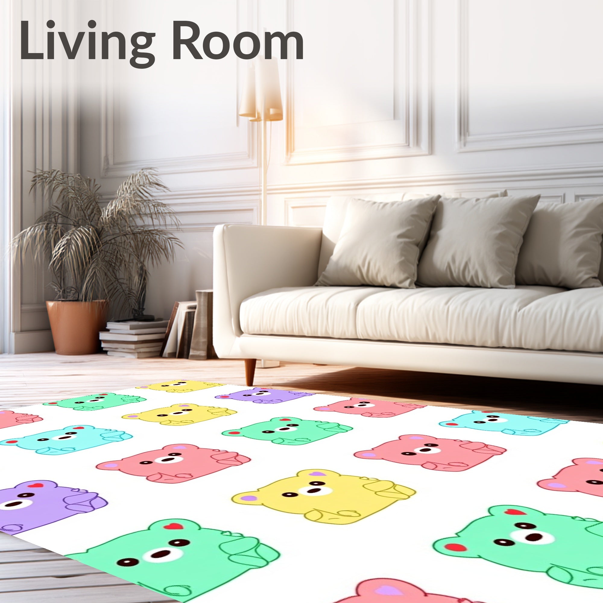 Cute Pastel Teddy Bear Repeating Rug