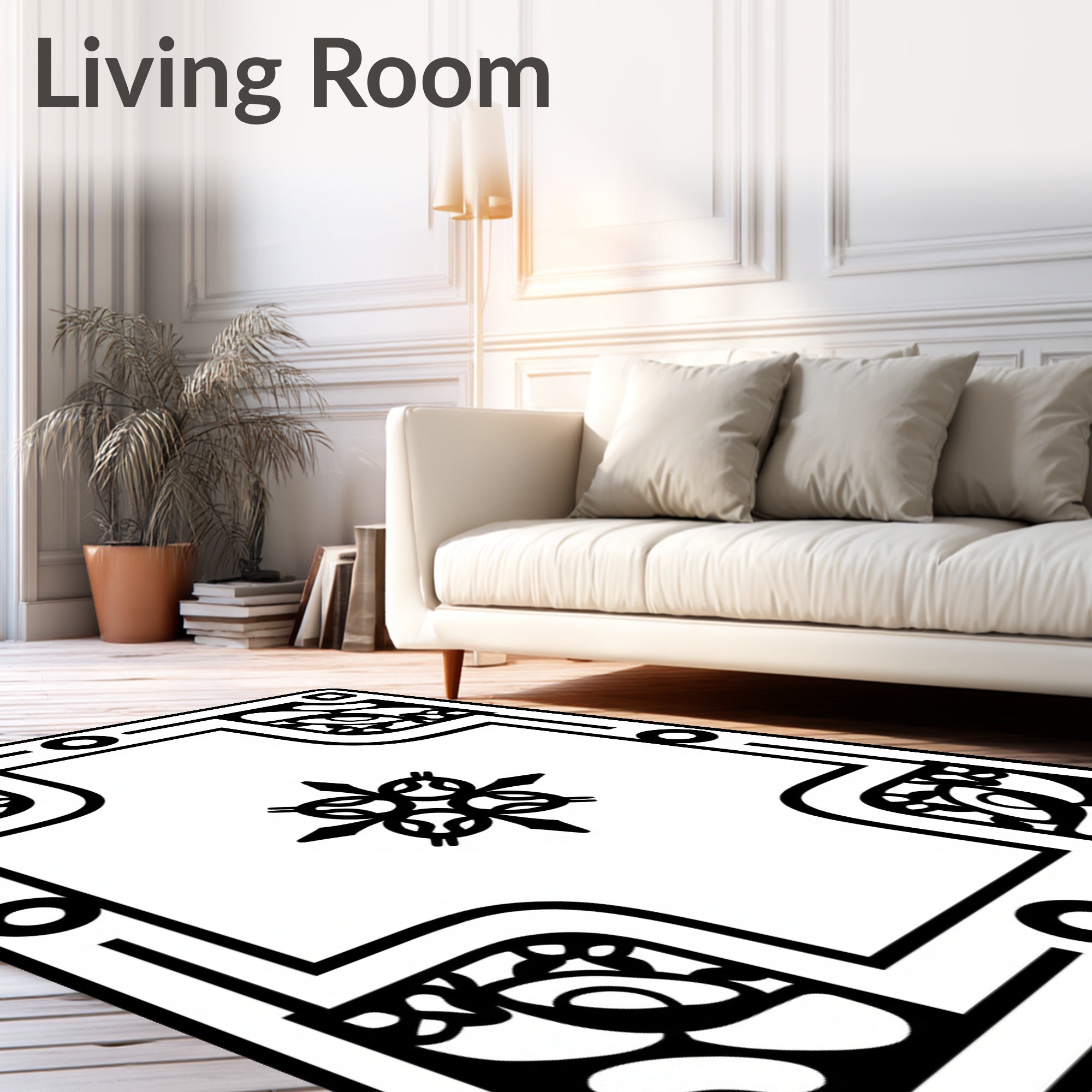 Art Nouveau Floral Central Star Border Rug
