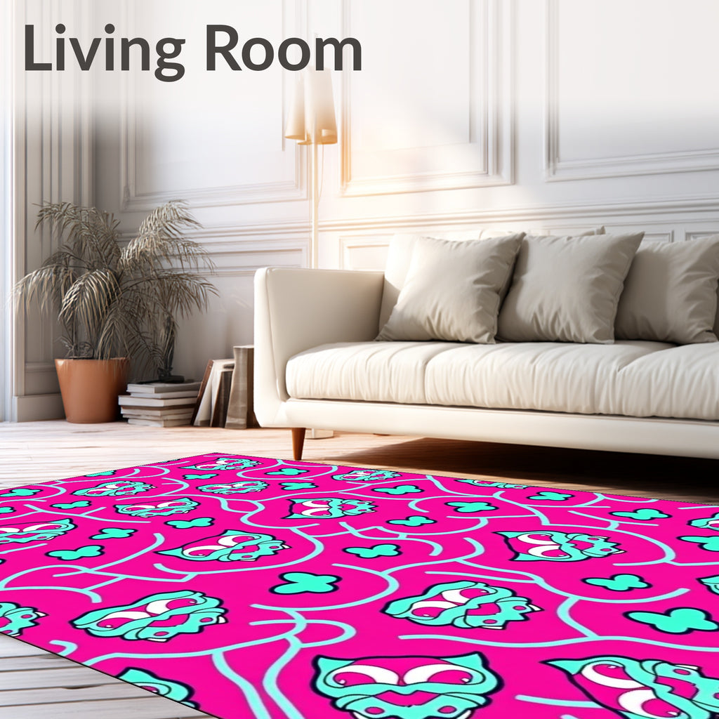 Whimsical Cartoon Butterfly Owl Rug