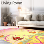 Whimsical Fairies Pink Yellow Swirls Rug