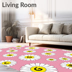 Pink Daisy Alphabet Collage Rug