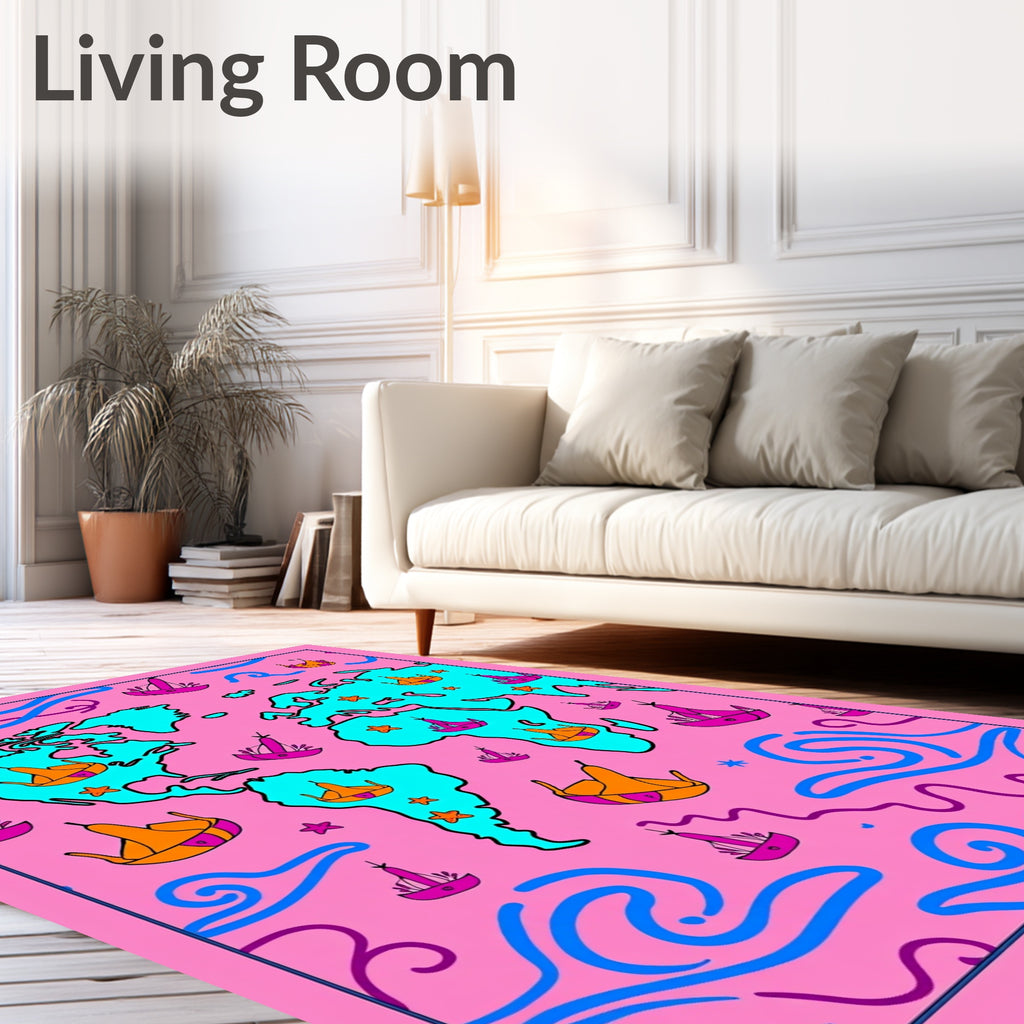 Hot Pink Sailing World Adventure Rug