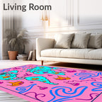 Hot Pink Sailing World Adventure Rug