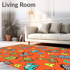 Orange Zoo Alphabet Animals Rug