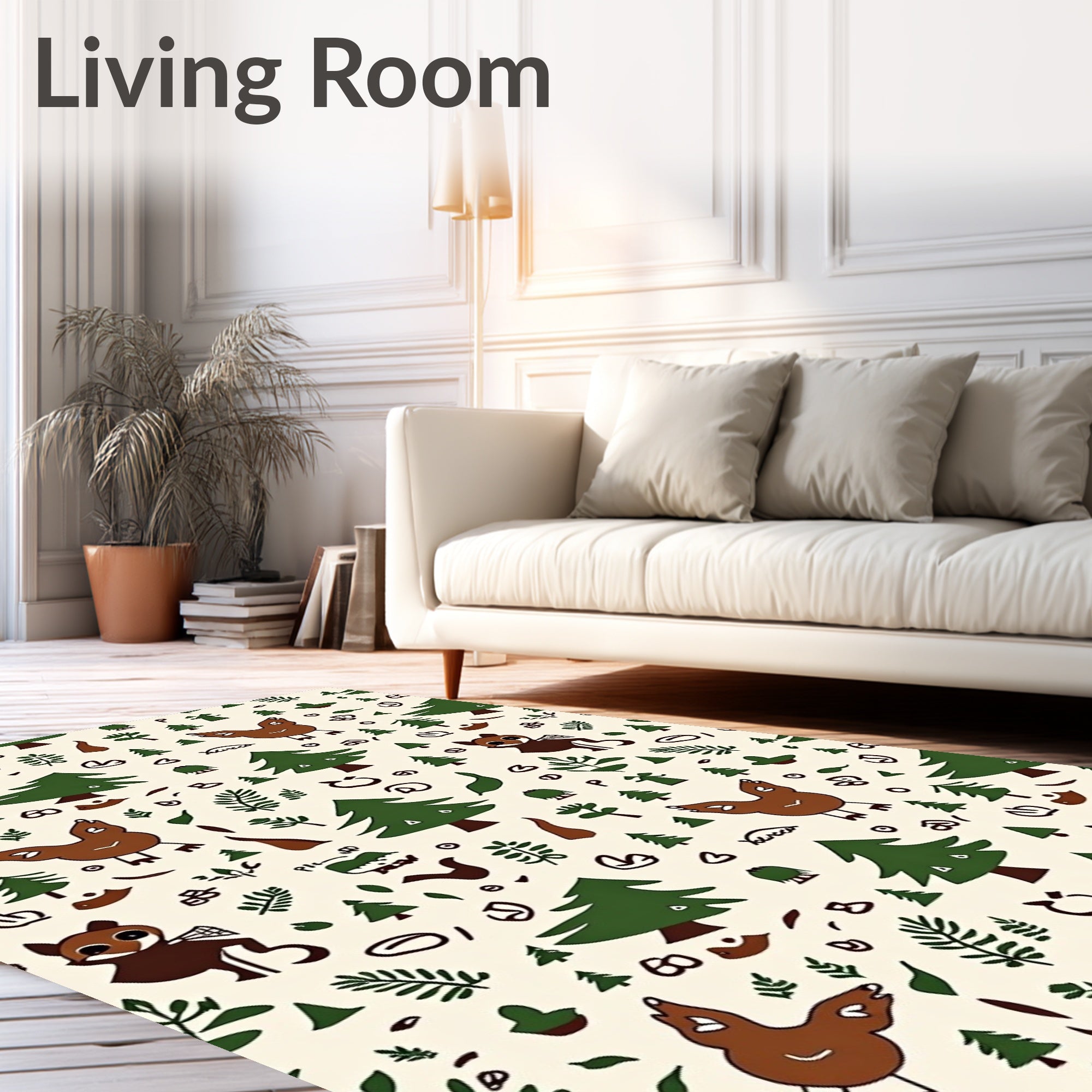 Forest Creatures and Pine Trees Rug