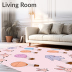 Whimsical Bunny Hot Air Balloon Adventure Rug