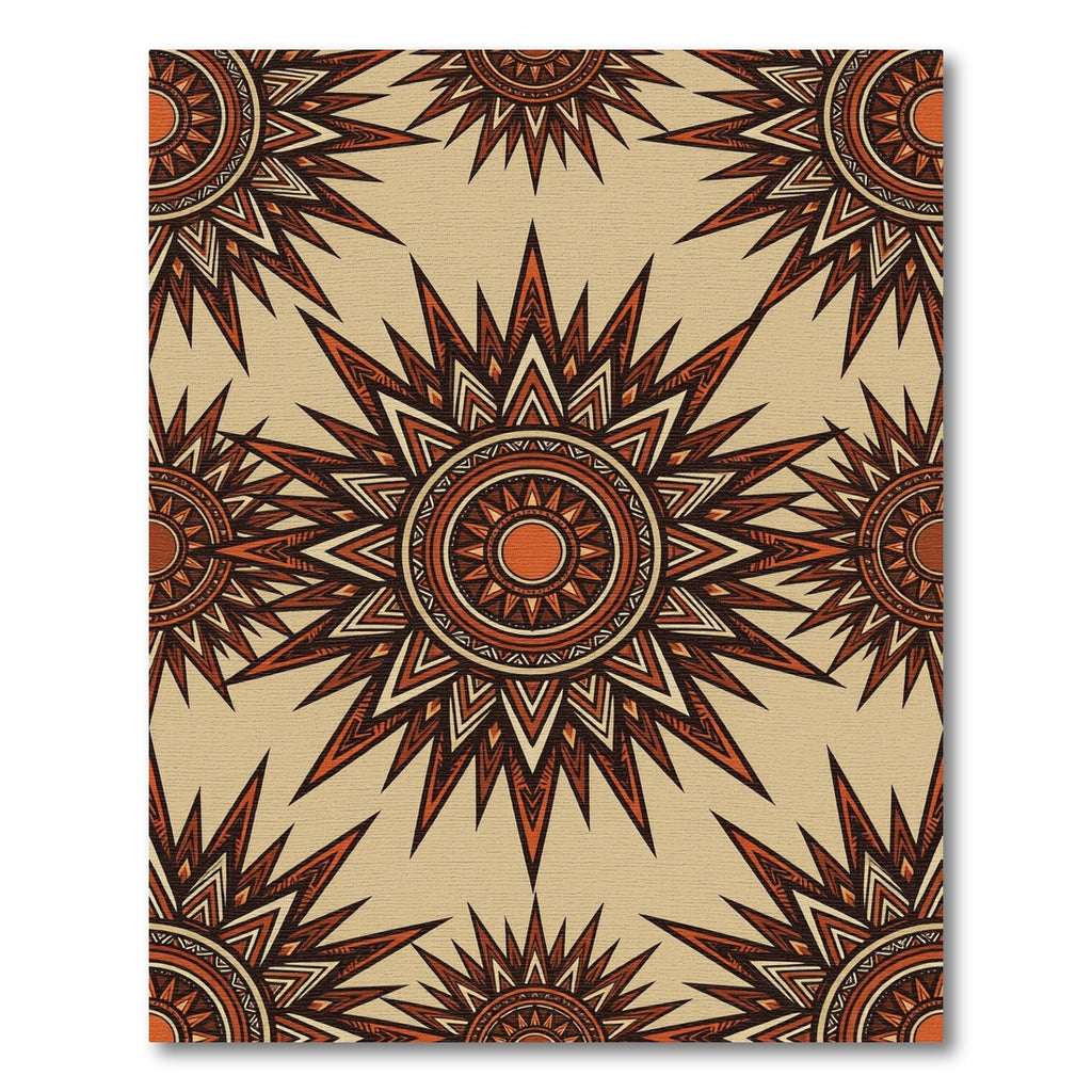 Earthy Terracotta Sunburst Geometric Medallion Rug