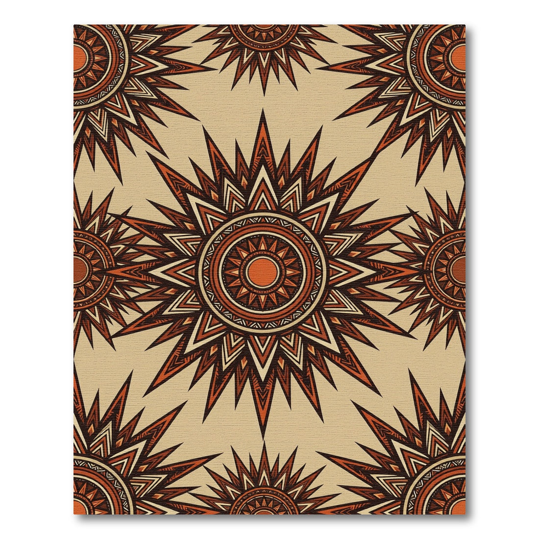 Earthy Terracotta Sunburst Geometric Medallion Rug