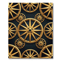 Metallic Golden Industrial Wheel Geometric Rug