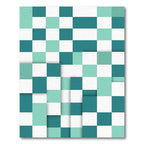 Modern Teal and Mint Grid Block Rug