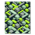 Mint Green Isometric Blocks Pattern Rug