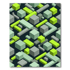 Mint Green Isometric Blocks Pattern Rug