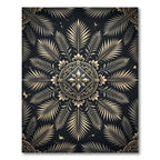 Ornate Golden Fern Mandala Rug