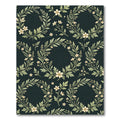 Elegant Cream Floral Wreath Charcoal Rug