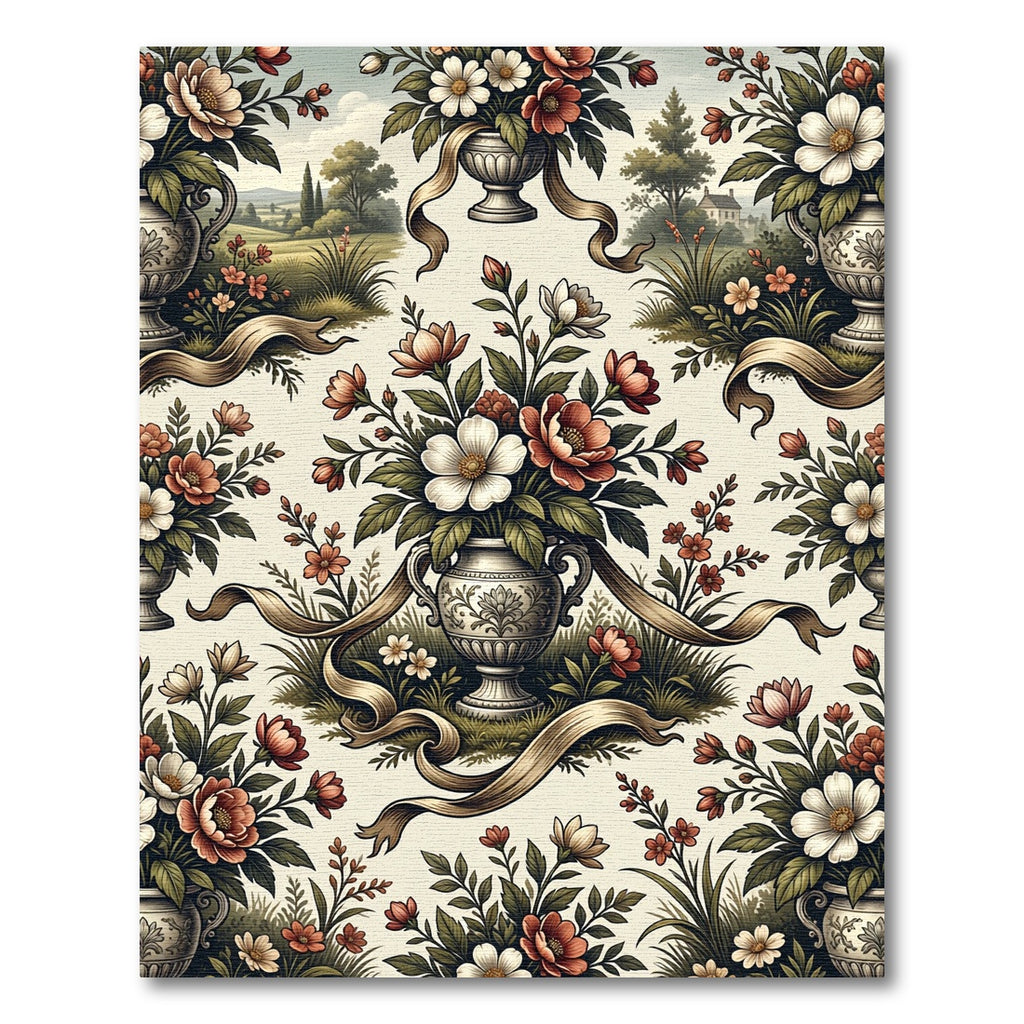 Ornate Floral Vase Botanical Garden Rug