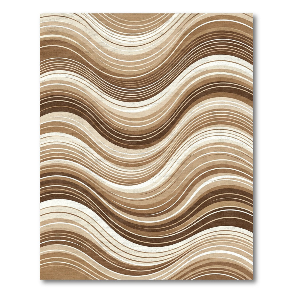 Earthy Brown Wavy Abstract Fluid Lines Rug