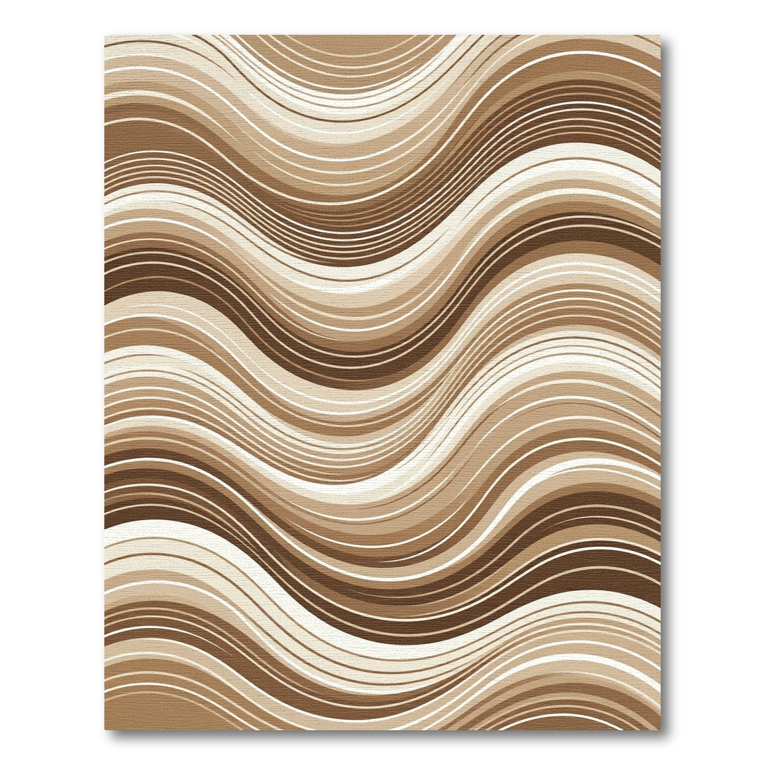 Earthy Brown Wavy Abstract Fluid Lines Rug