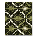 Olive Starburst Mid-Century Geometric Grid Rug
