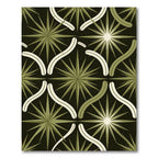 Olive Starburst Mid-Century Geometric Grid Rug