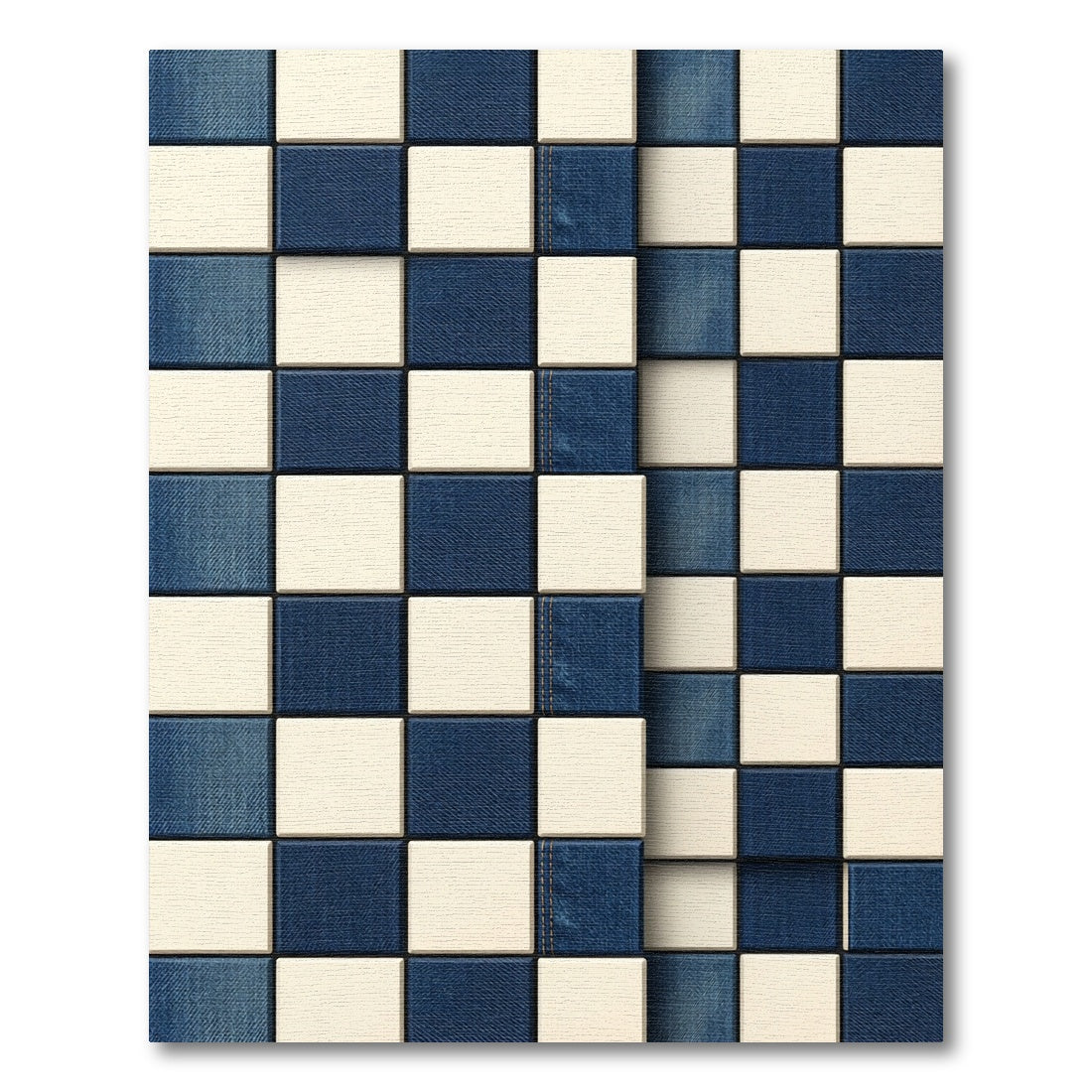 Denim Off White Square Check Rug