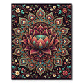 Ornate Burgundy Lotus Floral Mandala Rug