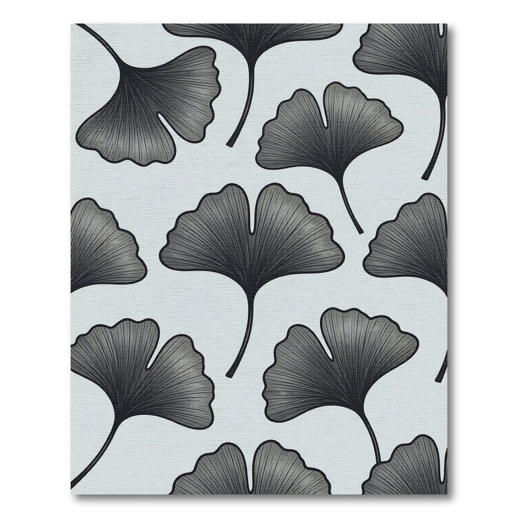 Dark Ginkgo Leaves Silhouette Rug