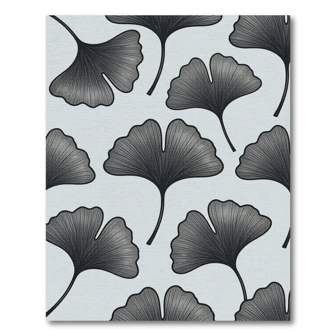 Dark Ginkgo Leaves Silhouette Rug