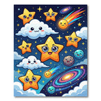 Whimsical Cosmic Galaxy Starry Night Rug