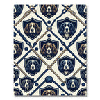 Navy Nautical Hound Shield Lattice Room Decor Rug