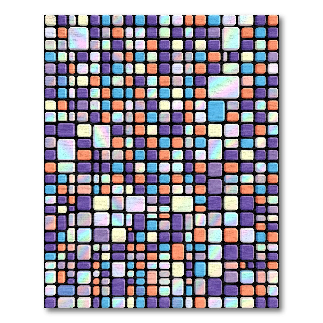 Iridescent Mosaic Tile Grid Artwork Rug