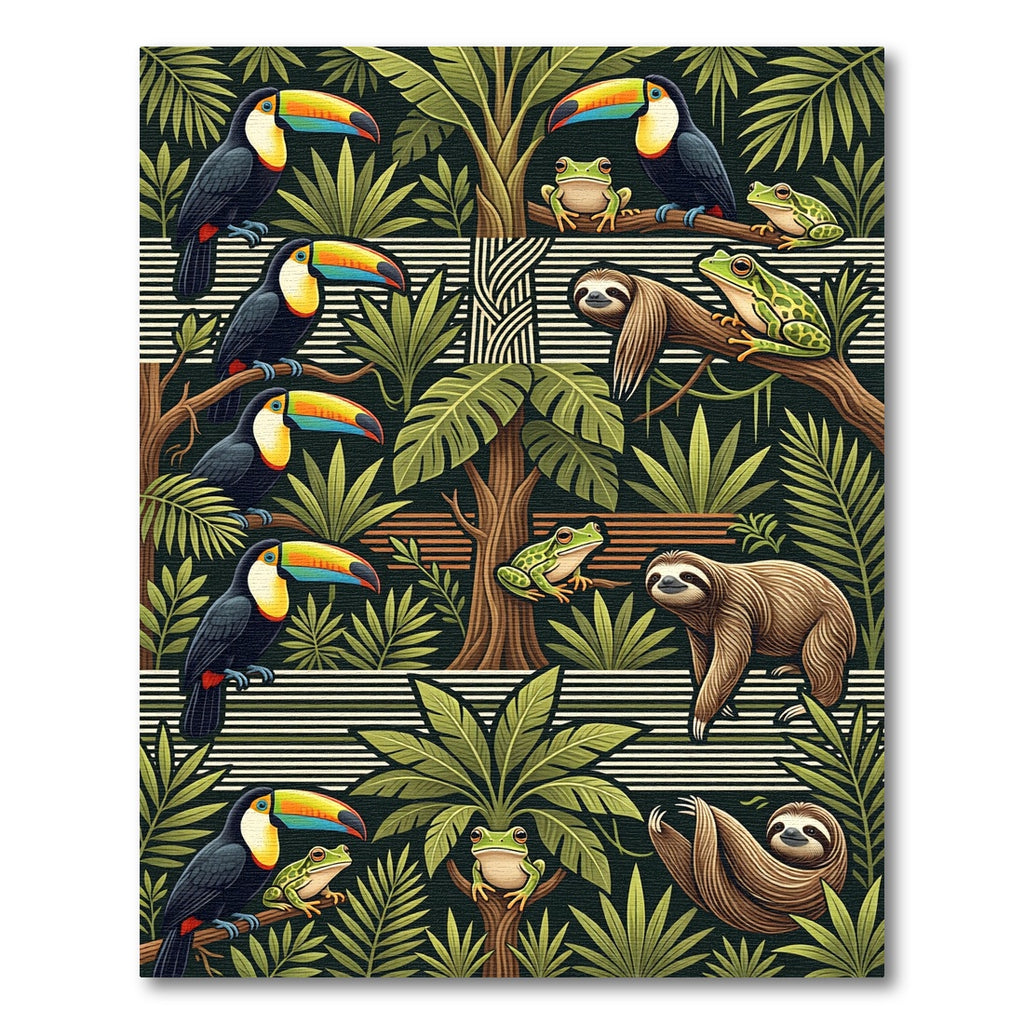 Lush Green Tropical Jungle Animal Rug