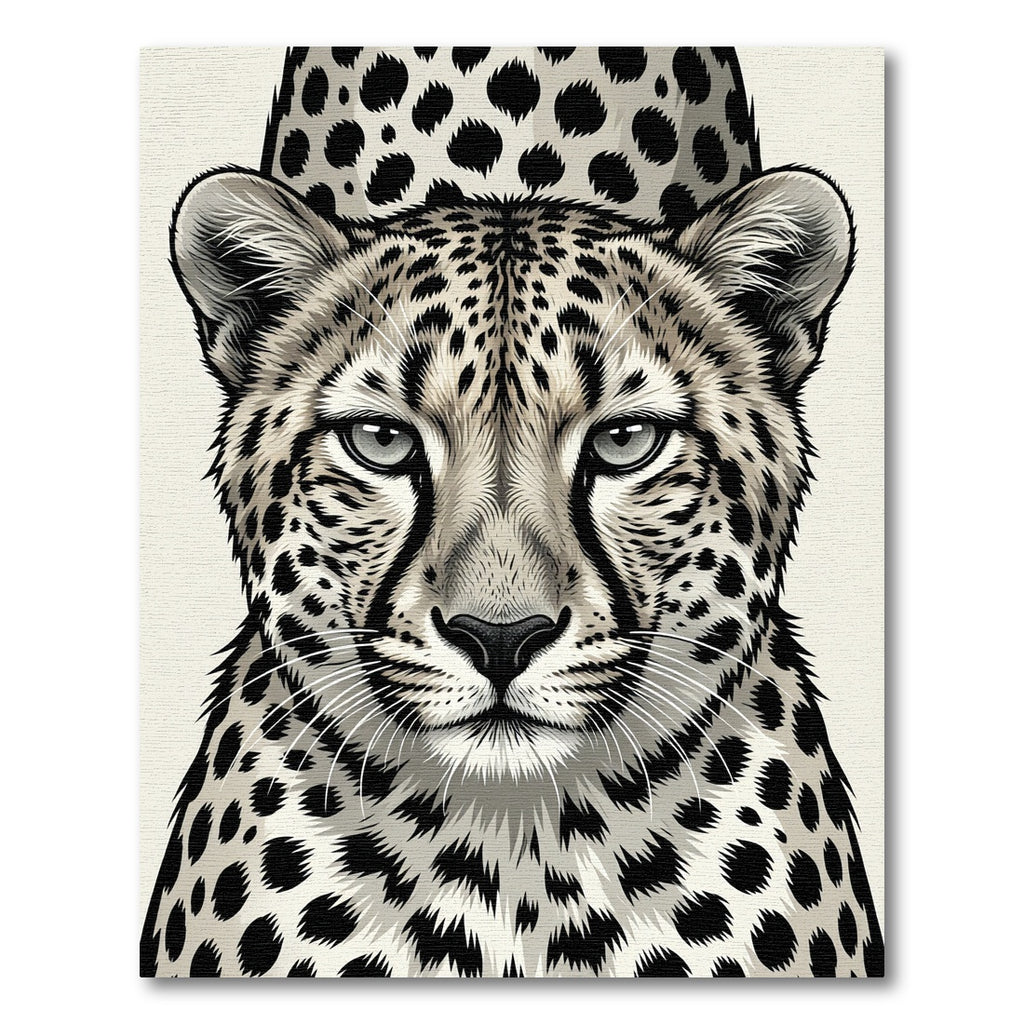 Majestic Monochrome Spotted Leopard Portrait Rug
