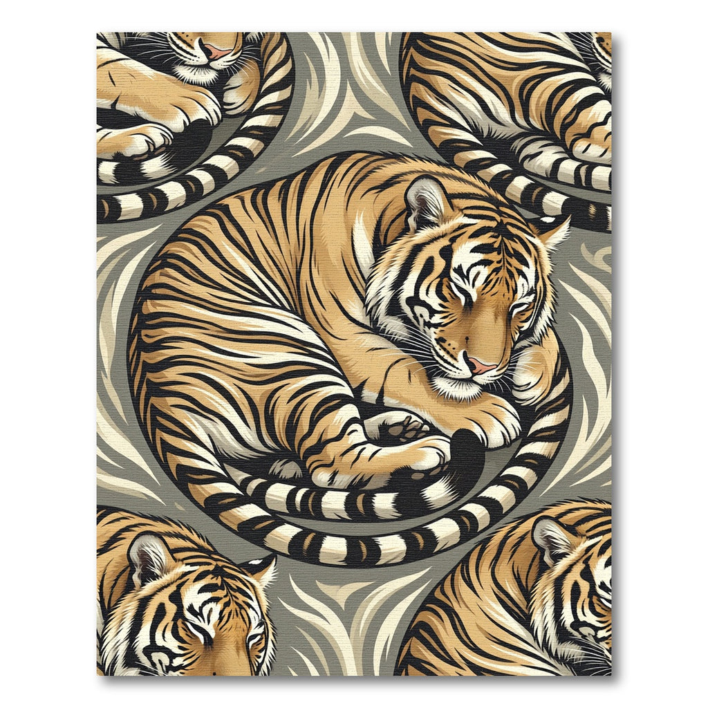 Golden Tiger Swirl Repeat Artwork Rug