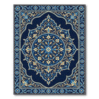 Antique Blue Golden Floral Archway Rug