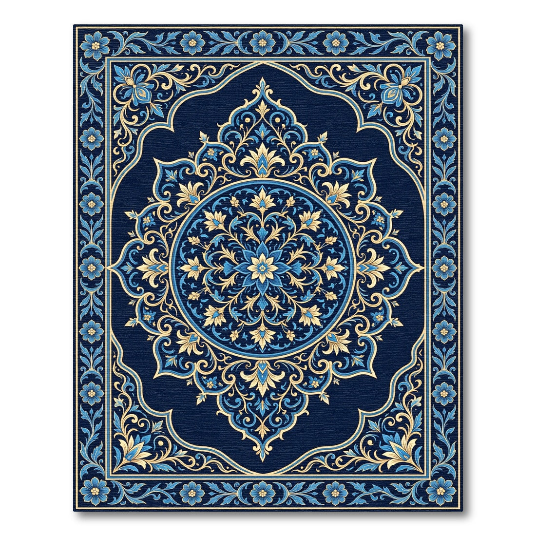 Antique Blue Golden Floral Archway Rug