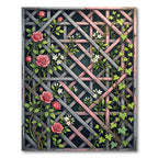 Pink Rose Climbing Lattice Garden Rug