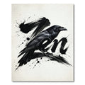 Monochrome Zen Raven Ink Wash Illustration Rug