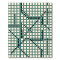 Minimalist Teal Grid Geometric Linear Rug