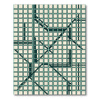 Minimalist Teal Grid Geometric Linear Rug