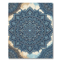 Intricate Navy and Pale Blue Mandala Rug