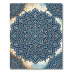 Intricate Navy and Pale Blue Mandala Rug